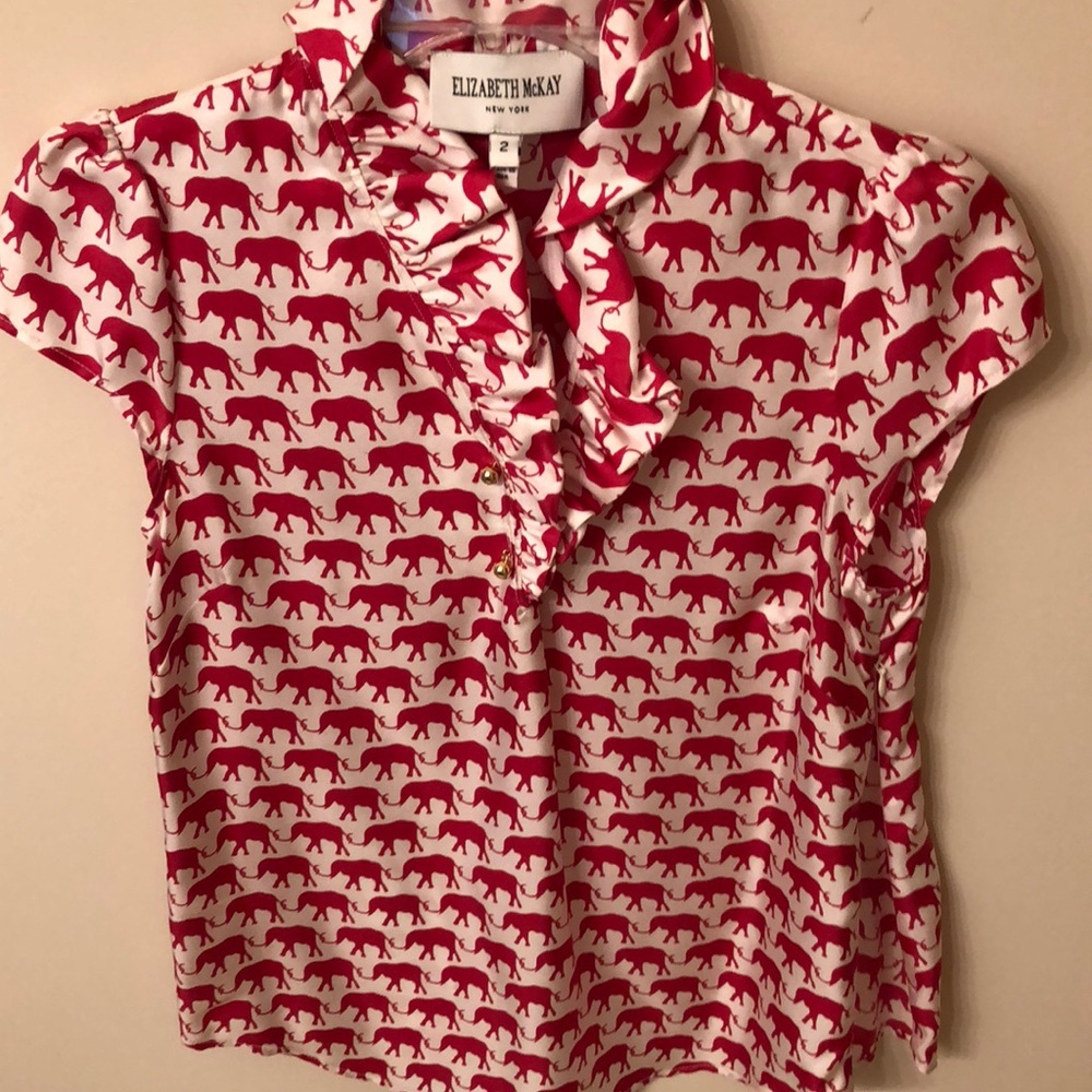 Elizabeth McKay Silk Hot Pink Elephant Shirt